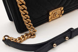 Chanel Black Chevron Quilted Caviar Leather Boy Bag Eb1225orxzde