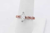 0.65ctw Center Marquis Diamond Ring 14k Rose Gold 2.6 Grams Size 8 Eb0726cxzsa