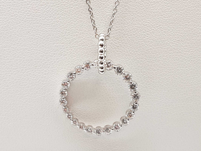1.00 Cttw Lab Grown Diamonds 0.925 Silver 4.3g Circle Pendant Chain 20 In