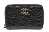 Chanel Camellia Black Leather Zip Wallet Eb0626oxzde