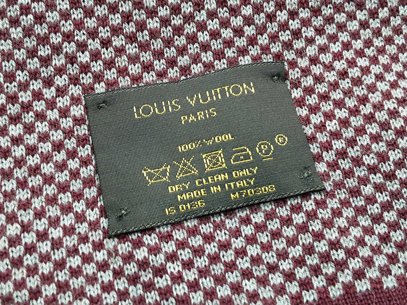 Louis Vuitton Signature Logo Red Gray Wool Scarf Do1025lrxde