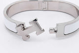 Hermes Clic H White Enamel Bracelet Eb1225wxzsa