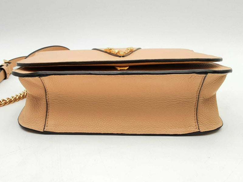 Versace Virtus Beige Leather Shoulder Bag Sd0525wlrsa