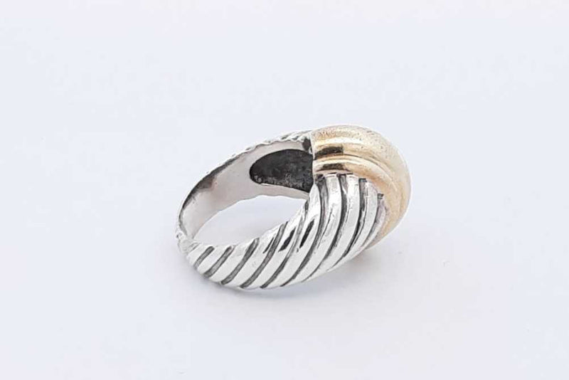 David Yurman 14k Yellow Gold & 925 Sterling Silver Cable Dome Ring 7.9g Size 3.75 Eb0325crsa
