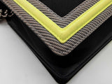Chanel Fluo Boy Bag Black Neon Yellow Quilted Canvas Shoulder Bag Do0525oxzxde