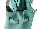 Hermes Birkin 25 Bleu Atoll Teal Swift Leather Gold Handbag Do0325lrrxzde