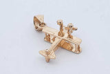 14k Yellow Gold Biplane Charm Pendant 1.9 Grams Eb0526lxzde