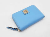 Dooney & Bourke Medium Zip Around Wallet In Sky Blue Saffiano Leather Fw0725pzdu