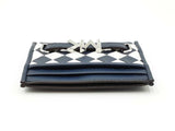 Michael Kors Reed Large Card Holder In Navy & White Woven Leather Fw0826wzdu