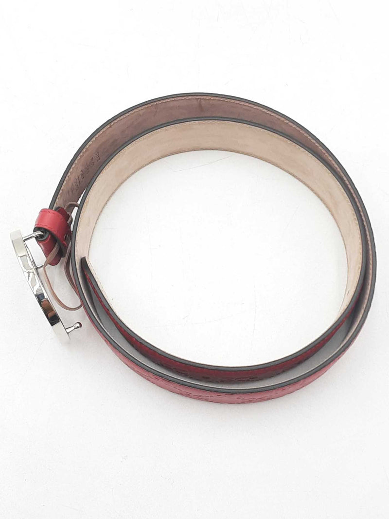 Gucci Red Guccissima Leather Belt With Interlocking Gg Buckle Eb1125lordu