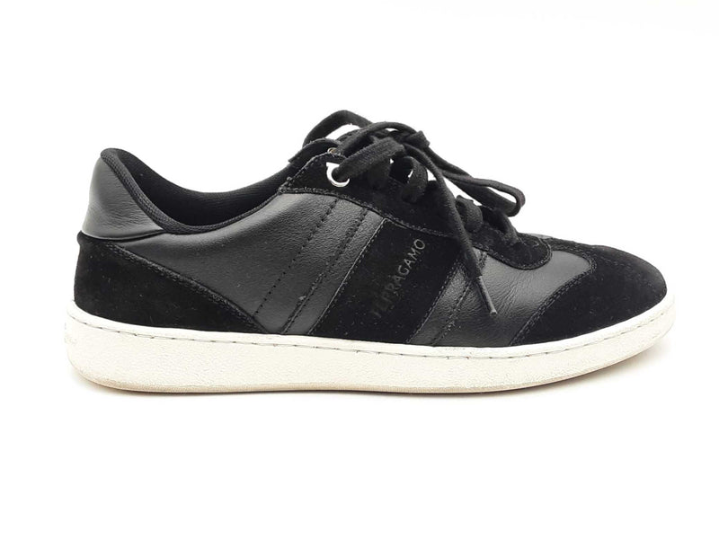 Salvatore Ferragamo Black Leather & Suede Sneakers Size 6 C Sd0325crsa