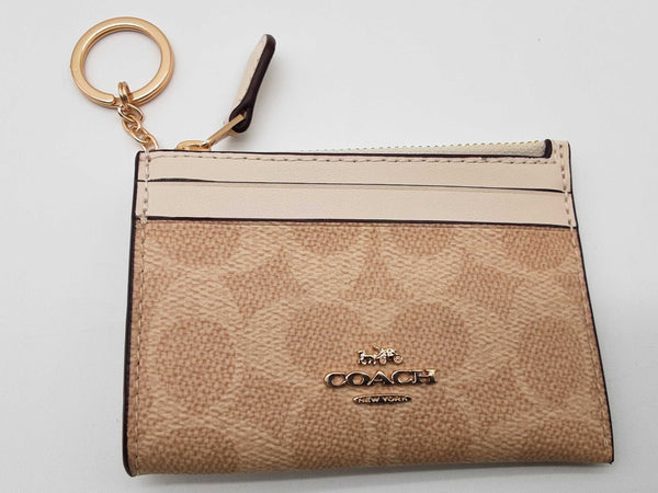 Coach Mini Skinny Sand Beige Signature Coated Canvas Id Case Do0325orde