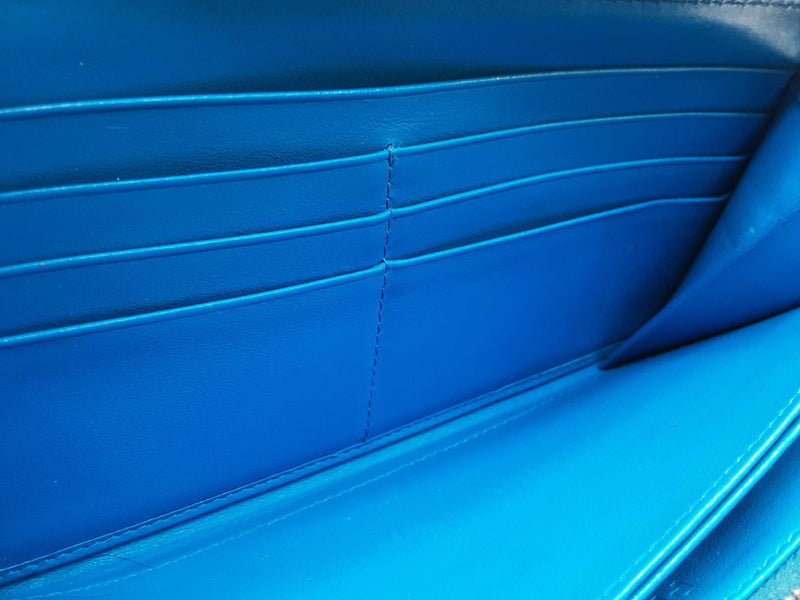 Prada Blue Logo Black Saffiano Leather Zip Wallet Do1025orxde