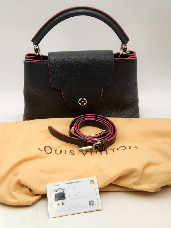 Louis Vuitton Taurillon Capucines Blue Leather Top Handle Bag Eb1224sxzsa