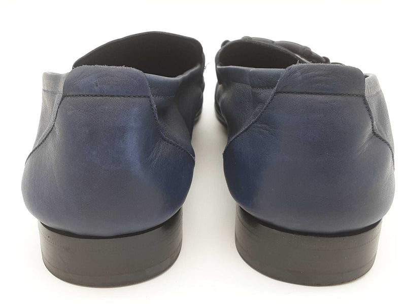 Salvatore Ferragamo Manfredi Gancio Navy Blue Leather Loafers Size 9d Do0525rxde