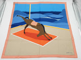 Hermes Cheval Tete En Bas Yoga Horse Orange Blue Scarf Do0126lcrde