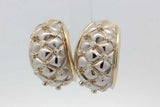 0.26cttw Diamond Quilted Omega Back Earrings 14k Gold 20.2 Grams Eb0926lopxsa