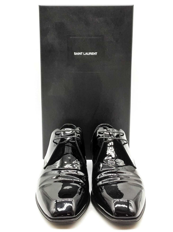 Yves Saint Laurent Patent Tuxedo Black Dress Shoes Size 9.5 Lh0723pxzde