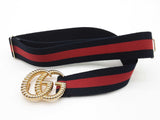 Gucci 524101 Gg Buckle Blue Red Web Elastic Nylon Belt Size 95/38 Do0726oxzde