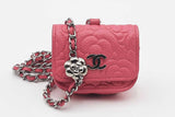 Chanel Camellia Embossed Pink Leather Airpod Pro Case With Chain Eb0626lrxsa