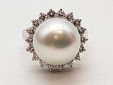 White Pearl Diamonds 18k White Gold 9.5g Ring Size 6.5 Do0525prxde