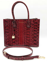 Michael Kors Mercer Burgundy Red Genuine Snake Skin Tote Bag Do0626rxde