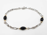 David Yurman 925 Silver, 18k Gold & Onyx Figaro Chain 38.6g 16 Inch Fw0326lcrdu