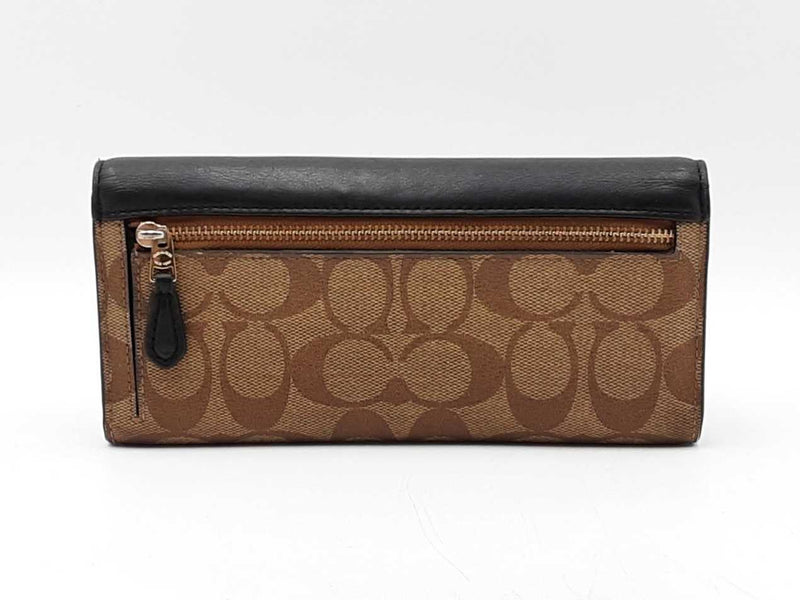 Coach Slim Envelope Wallet In Signature Coated Canvas & Black Leather Fw0925wzdu