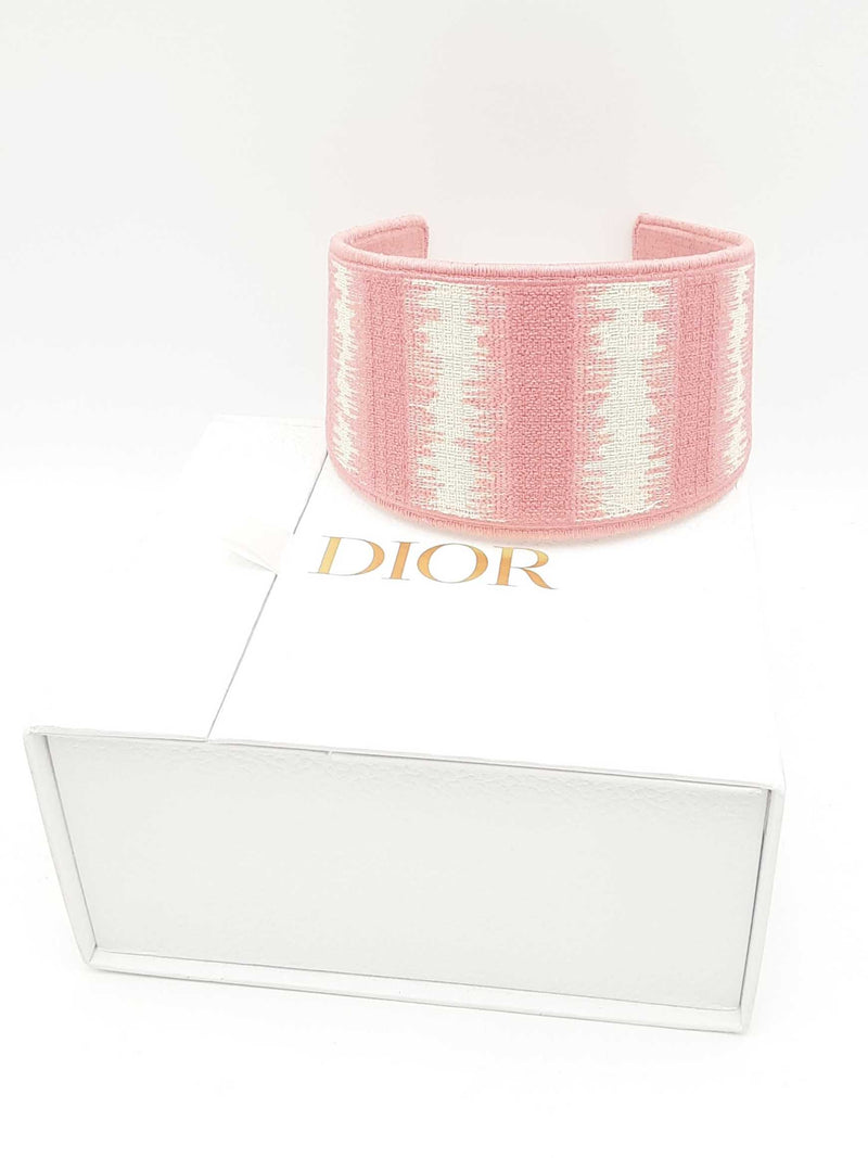 Christian Dior Pink &White Stripe Headband Eb0424lxzsa