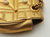 Gucci Gold Metallic Leather Mini Pearly Gg Marmont Shoulder Bag Eb0226wxzsa