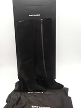 Saint Laurent Black Suede Knee High Boots Size 36 Eb0126orxsa