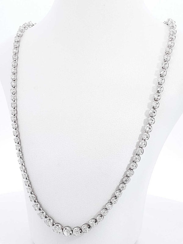 3.01 Cttw Diamond & 18k White Gold Tennis Necklace 9.3 Grams 16 Inch Fw0325pwrdu