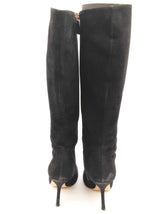 Gucci Vitello Vernice Soft Black Suede Knee High Boots Size Eu 36 Do0225rxde
