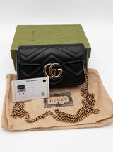 Gucci Matelasse Chevron Quilted Leather Marmont Mini Shoulder Bag Eb0624wrxsa