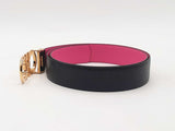 Salvatore Ferragamo Giancini Reversible Black Pink Belt Size 32 Aa0825lzxsa