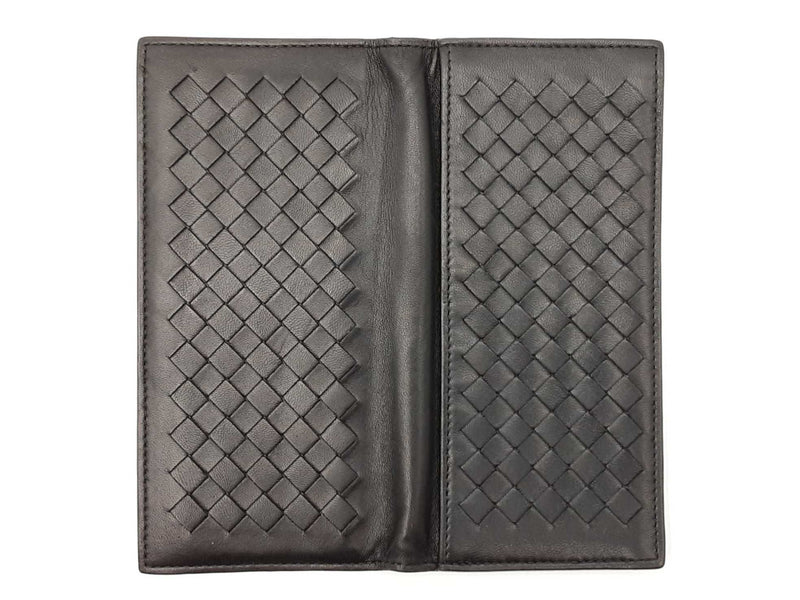 Bottega Veneta Intrecciato Black Leather Long Bifold Wallet Fw0425czdu