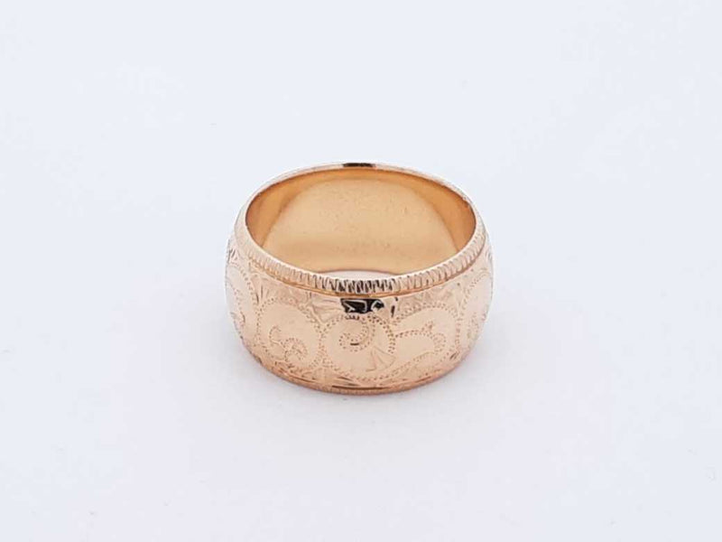 14k Yellow Gold Etched Scroll Coin-edge Ring 10.1 Grams Size 5.5 Fw0425wrzdu