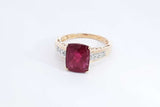 Garnet & Diamond Ring In 14k Yellow Gold 3.9 Grams Size 7 Eb1124owrxu