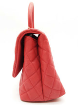 Chanel Coco Large Red Quilted Caviar Leather Top Handle Bag Do0825rzxzde