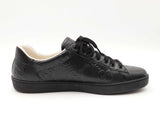 Gucci Ace Sneakers In Gg-embossed Perforated Black Leather Size 10.5 Fw0626lordu