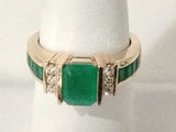 Green Gemstone & Diamond Ring 14k Yellow Gold 6.7 Grams Size 7 Mk0726pzxmia