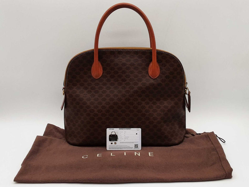Celine Macadam Brown Coated Canvas Handbag Sd0425oxzde