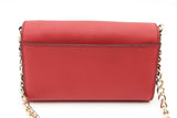 Michael Kors Red Saffiano Leather Envelope Crossbody Wallet Eb0925oxsa