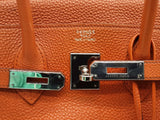 Hermes Birkin 35 Potiron Orange Clemence Palladium Handbag Do0325crxzde