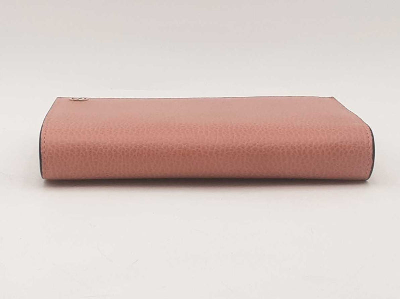 Gucci Chain Wallet Pebbled Leather Clutch Pink Aa0825wxzsa