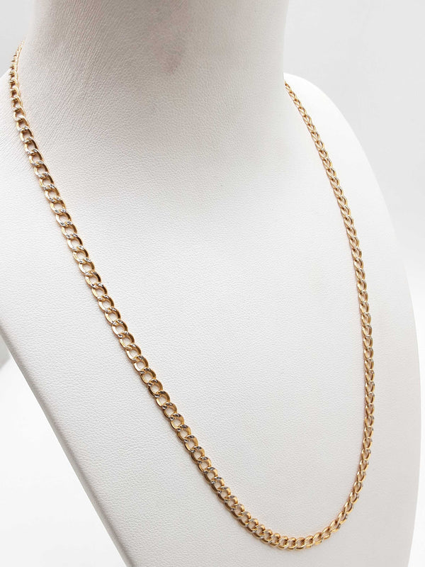 14k Two-tone Yellow White Diamond Cut Cable Link Chain 18 In Do0125lrxde