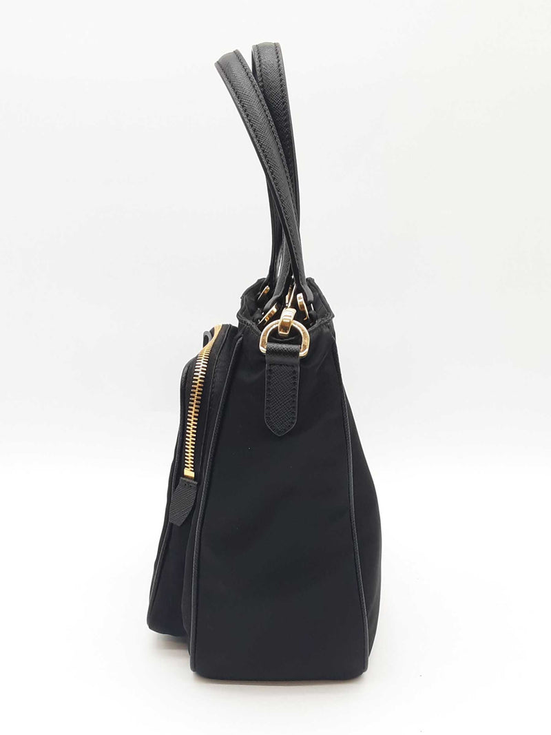 Prada Saffiano Trimmed Tessuto Nylon Black Handbag Sd0825pzxde