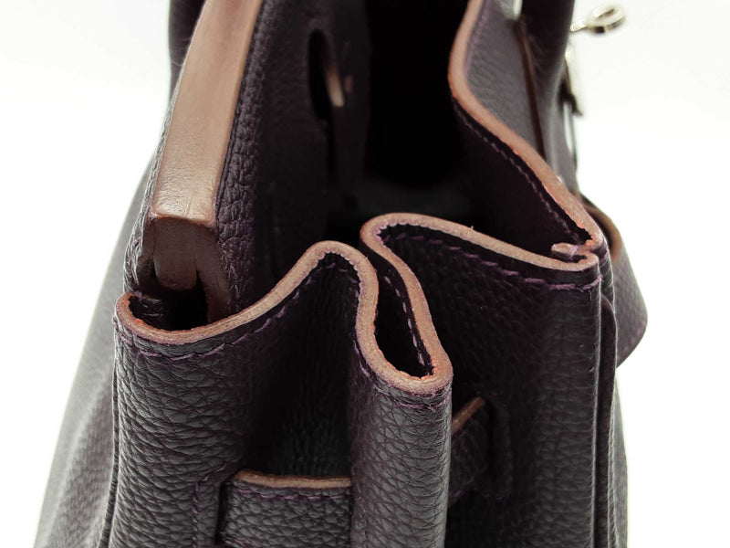 Hermes Birkin 35 Raisin Purple Clemence Palladium Hardware Handbag Do0825exzxde