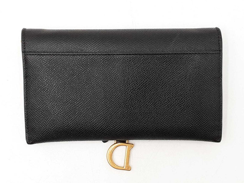 Christian Dior Saddle Wallet With Chain In Black Leather Fw1025pzxdu