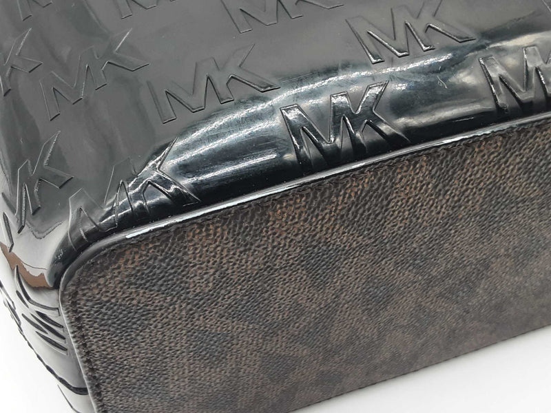 Michael Kor Brown Logo Patent Leather Tote Bag Do0825rxde